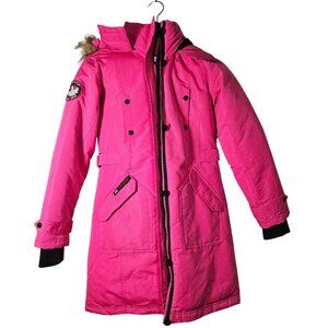 Women XS Girls 14/16 Canada Weather Gear Pink Hooded Parka Coat Gorpcore Utility